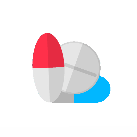 Illustration of dental medication including capsule and round tablets